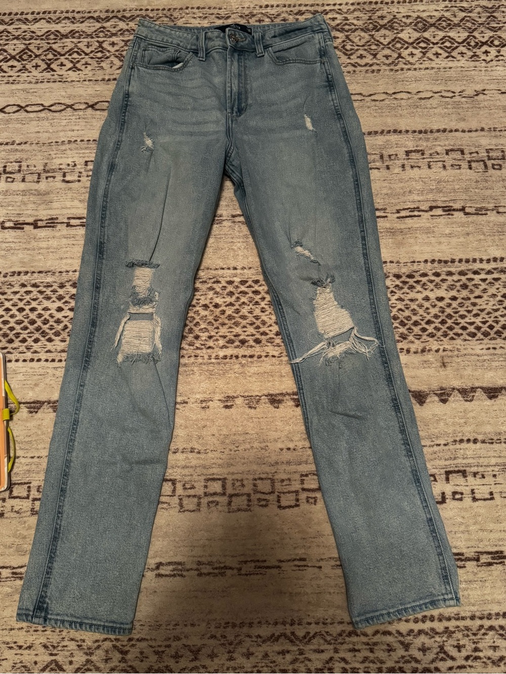 Hollister Light Blue Distressed Mom Jean Size 6L